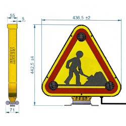 Triunghi semnalizare rutiera  LED  -"DRUM IN LUCRU" (AK5) - Latura de 500mm - 2 fete-prindere adeziva